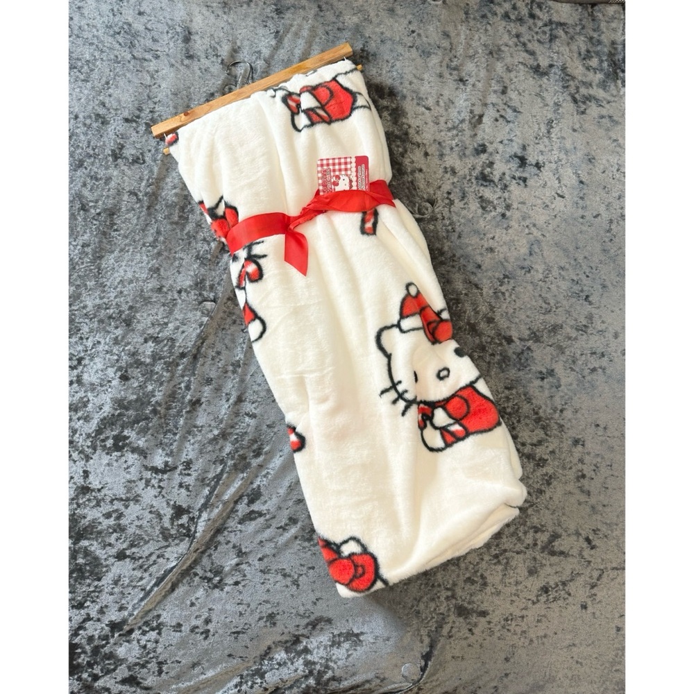 Hello Kitty Christmas Candy Cane Blanket